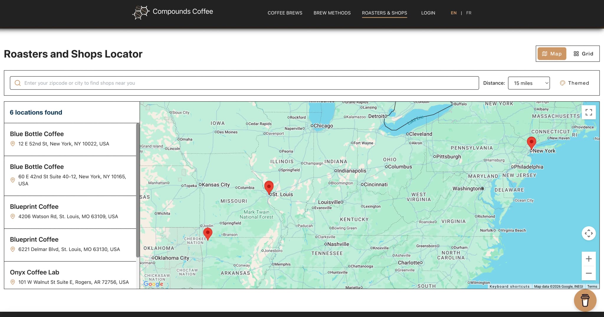 Image of Compounds Coffee website home page