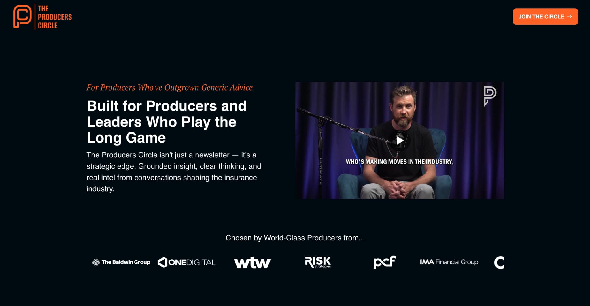 Image of The Producers Circle website home page